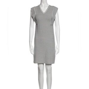 Derek Lam Collective Black & White Striped Vneck Dress  Size US 10 Large IT 46
